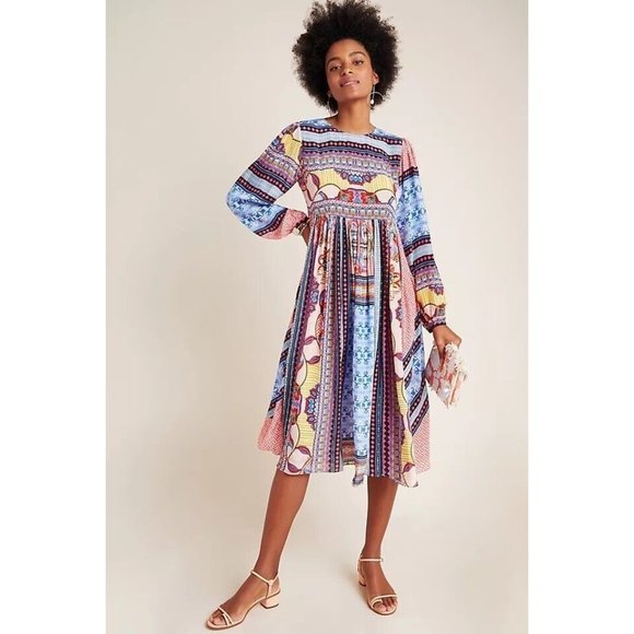 NWT $218 Anthropologie Bhanuni Marcelina Midi Dress Size 6 P Z524-7